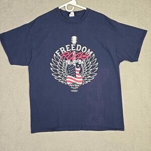 Vtg Freedom Rocks Blue XL Graphic T-shirt Hard Rock Casino